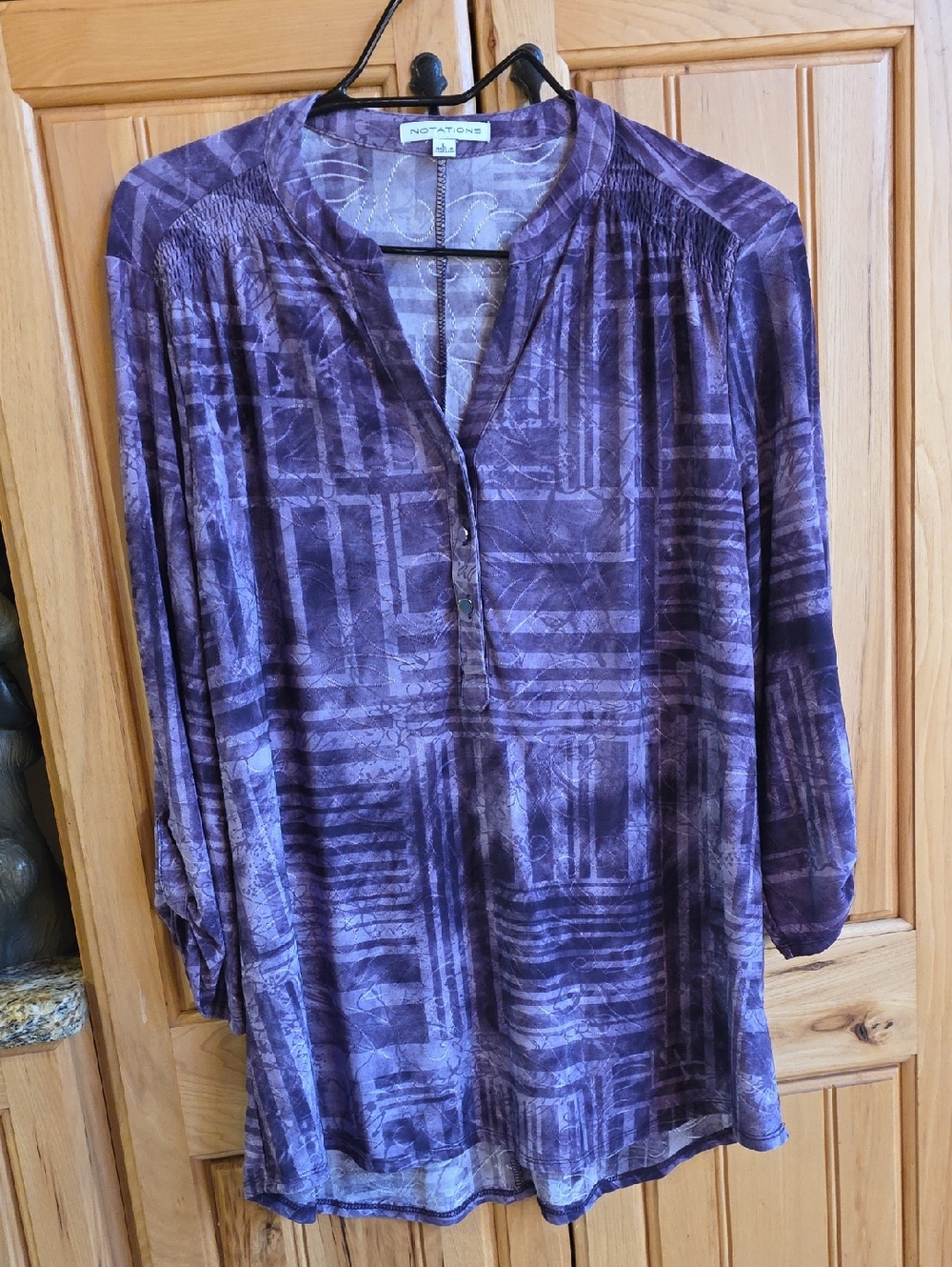 Notations Purple Geometric Print V-Neck Tunic